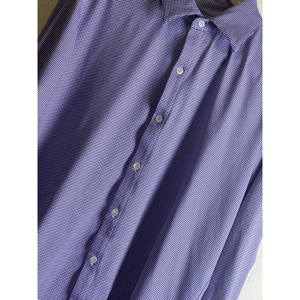 Mizzen & Main Shirt Mens XL Purple Gingham SpinnakerTrim Fit‎ Performance USA